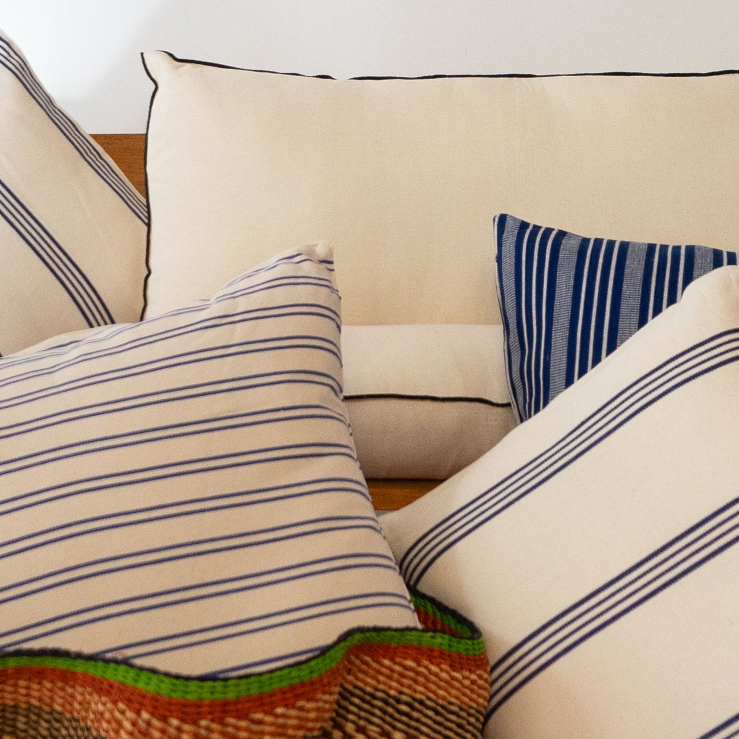 Double Stripe Off-White Cotton Cushion