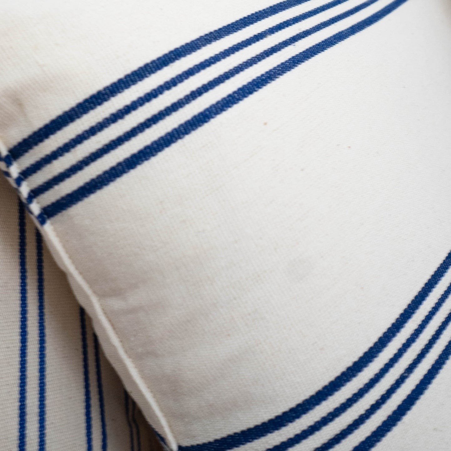 Balanced Blue Stripe Off - White Cotton Cushion