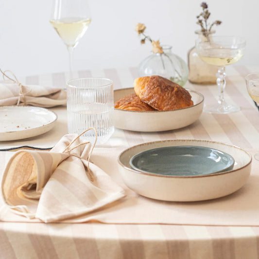 Beige and Brown Striped Napkins (Set of 5)