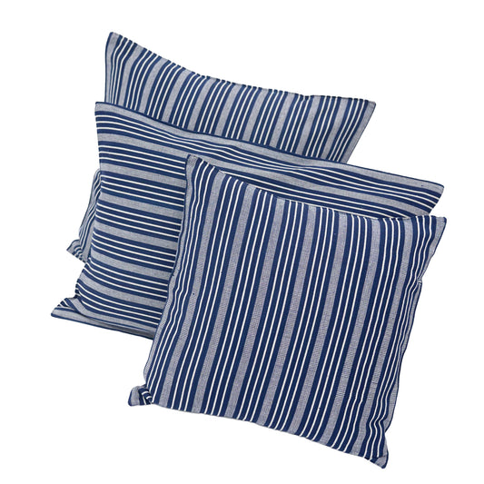 White Striped Navy Blue Cotton Cushion