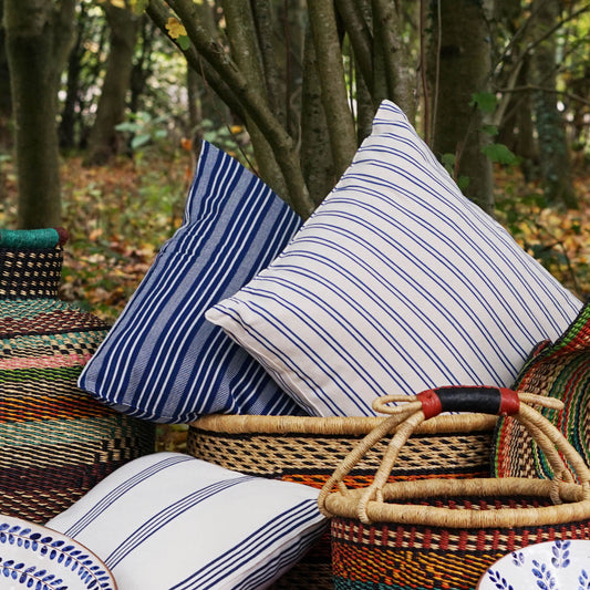 Double Stripe Off-White Cotton Cushion